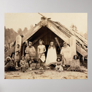 Familie Maori, Neuseeland, c.1880s (Albumen-Druck) Poster