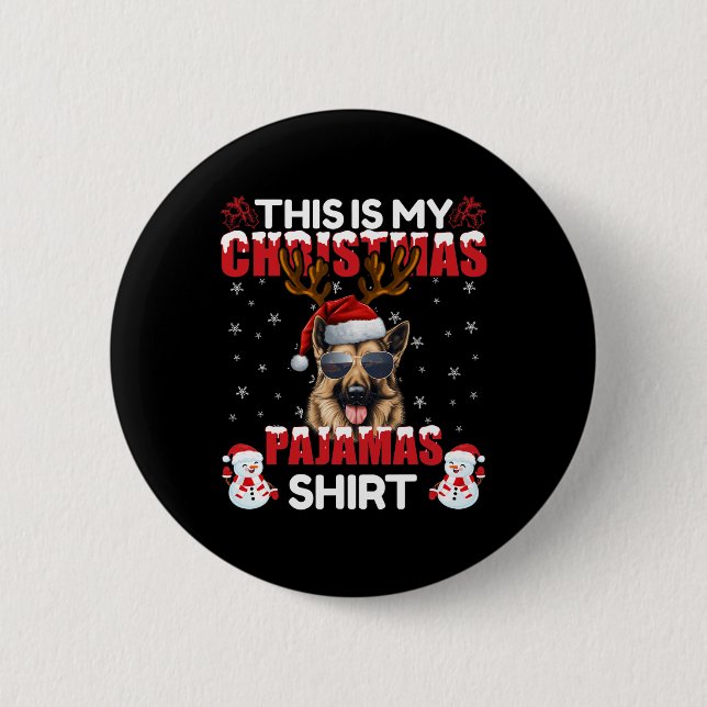 Familie Matching Funny Xmas Pajama German Shepherd Button (Vorderseite)
