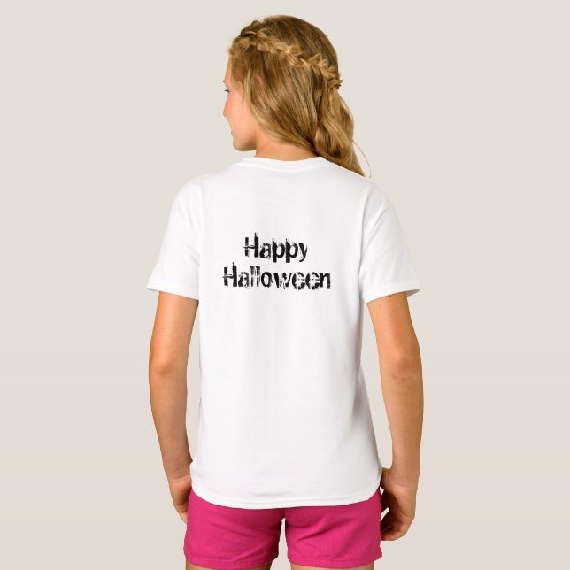 Familie Matching Girl Typografie Happy Halloween T-Shirt (Schwarz voll)