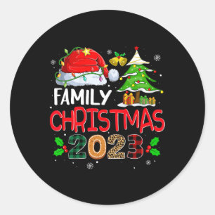 Familie Matching Kostüm Familie Weihnachten 2023 W Runder Aufkleber