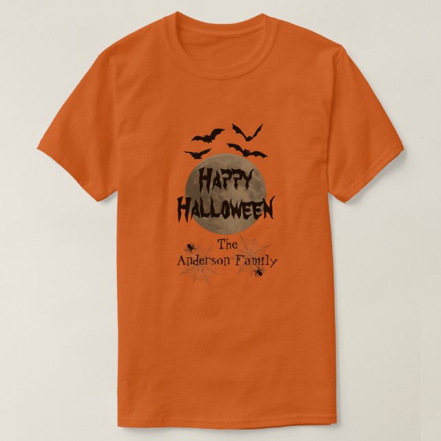 Familie Matching Spooky Moderne glückliche Hallowe T-Shirt (Design vorne)