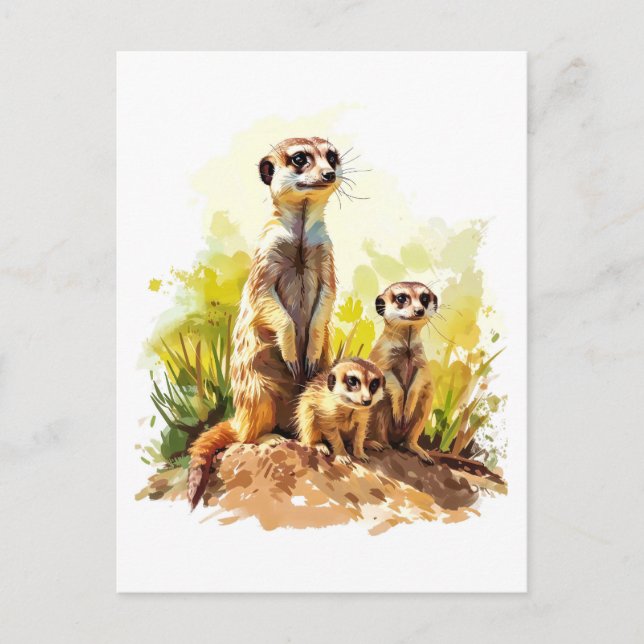 Familie Meerkat Feiertagspostkarte (Vorderseite)