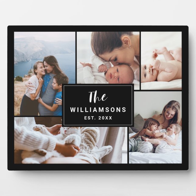 Familie mehrere FotoCollage etabliert Schwarz Fotoplatte (Vorderseite)