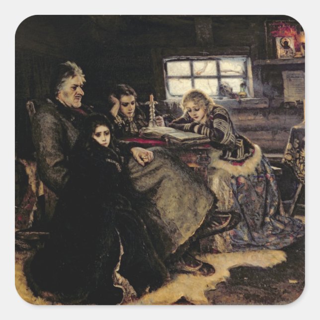 Familie Menshikov in Beriozovo, 1883 Quadratischer Aufkleber (Vorderseite)