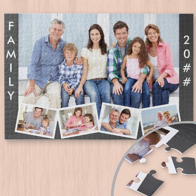 Familie mit bearbeitbarem Jahr ZigZag Foto Collage Puzzle (Von Creator hochgeladen)