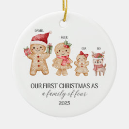 Familie-mit-vier-Schmuck Keramik Ornament