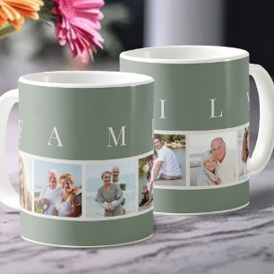 FAMILIE Moderne Typografie und Custom 6 Foto Green Kaffeetasse