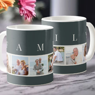 FAMILIE Moderne Typografie und individuelle 6-Foto Kaffeetasse