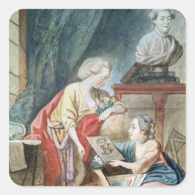 Familie Necker im Jahre 1780 Quadratischer Aufkleber (Vorderseite)