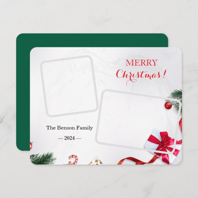 Familie Niedlich Frohe Weihnachten 2 Foto (Vorne/Hinten)