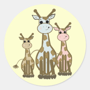 Familie niedlicher Cartoon Giraffe Runder Aufkleber