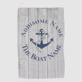 Familie oder Bootsname Navy Anchor Rope Nautic Golfhandtuch
