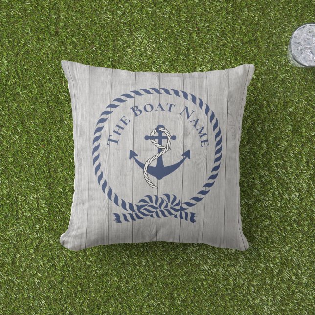 Familie oder Bootsname Navy Anchor Rope Nautic Kissen (Golfball-Marker)