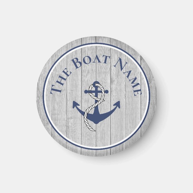 Familie oder Bootsname Navy Anchor Rope Nautic Magnet (Vorne)