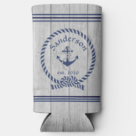 Familie oder Bootsname Navy Anchor Rope Nautic Selters Dosenkühler