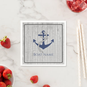 Familie oder Bootsname Navy Anchor Rope Nautic Serviette