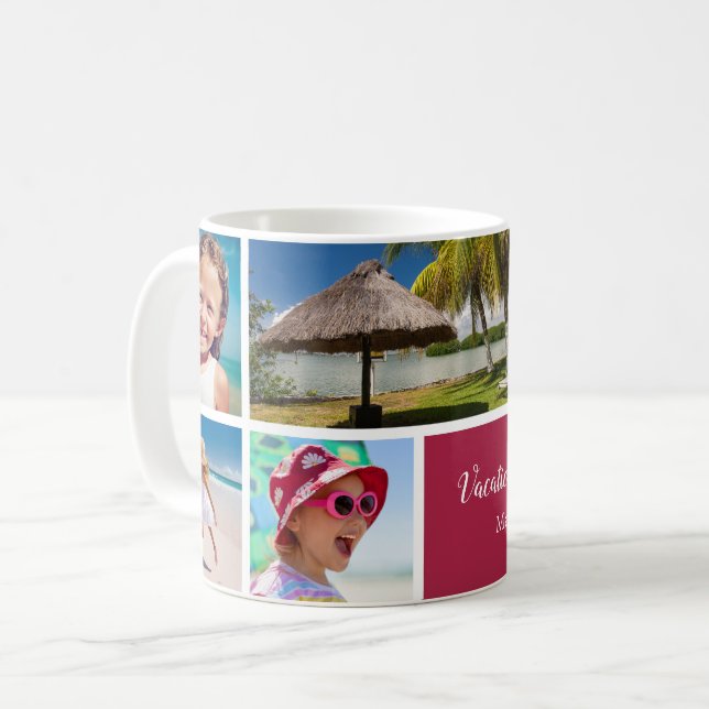 Familie oder Paar Urlaub 5 Foto Keepake, Rot Kaffeetasse (Vorderseite Links)