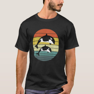 Familie Orca Vintag Retro Art, Killer Whalfamilie T-Shirt
