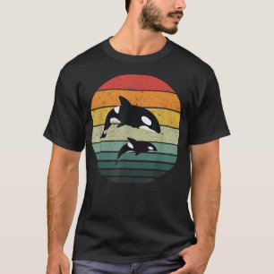 Familie Orca Vintag Retro Art, Killer Whalfamilie T-Shirt