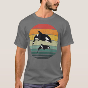 Familie Orca Vintag Retro Art, Killer Whalfamilie T-Shirt