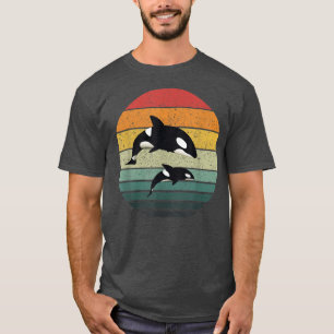 Familie Orca Vintag Retro Art, Killer Whalfamilie T-Shirt