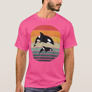 Familie Orca Vintag Retro Art, Killer Whalfamilie T-Shirt