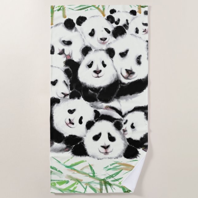 Familie Panda Beach Handtuch (Vorderseite)