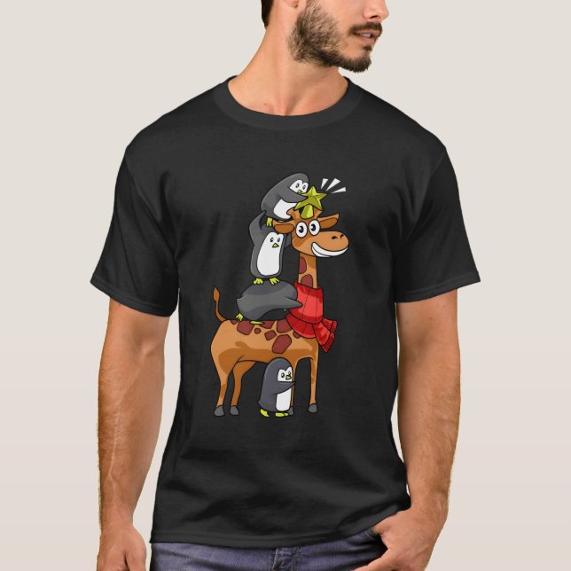 Familie Penguin Giraffe T-Shirt (Vorderseite)
