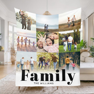 Familie Personalisiert 9 FotoCollage Fleecedecke