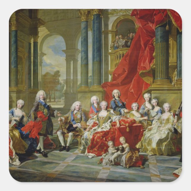 Familie Philip V, 1743 (Öl auf Leinwand) Quadratischer Aufkleber (Vorderseite)