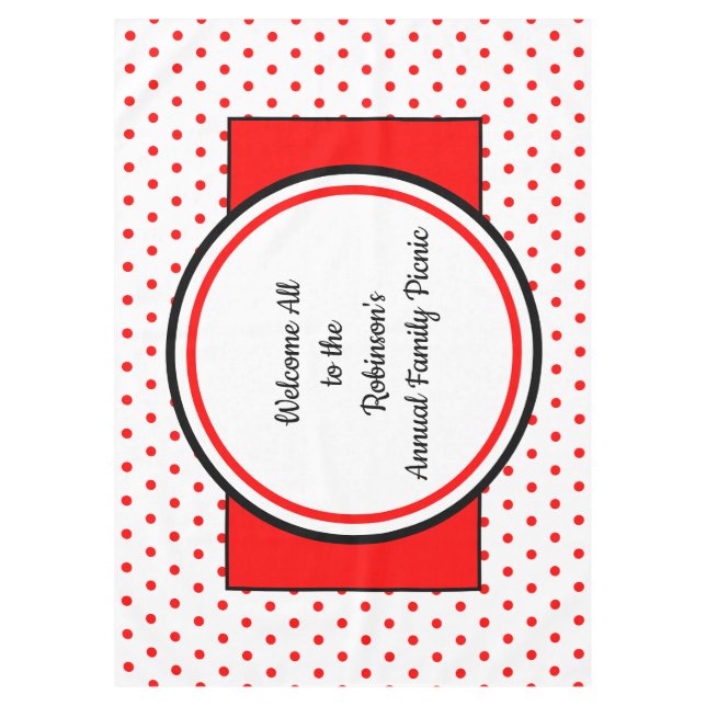 Familie Picnic White Red Polka Dots Tischdecke (Vorderseite)