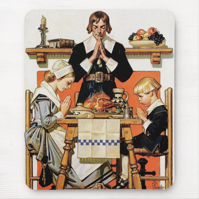 Familie Pilgrim. Vintages Kunstgeschenk Mousepad (Vorne)
