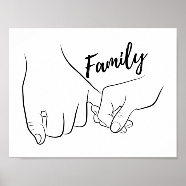 Familie Pinky Versprechen Minimale Linie Niedlich  Poster (Vorne)