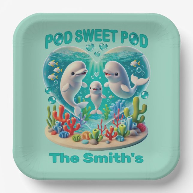 Familie "Pod Sweet Pod" Pappteller (Vorderseite)