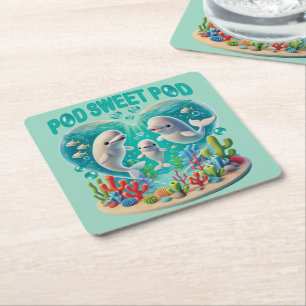 Familie "Pod Sweet Pod" Rechteckiger Pappuntersetzer