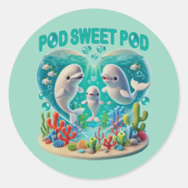 Familie "Pod Sweet Pod" Runder Aufkleber