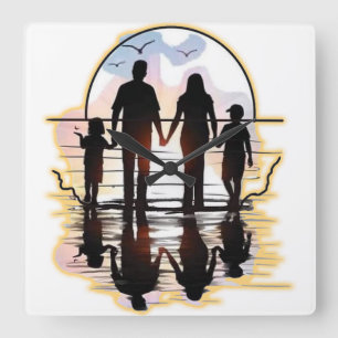 FAMILIE QUADRATISCHE WANDUHR