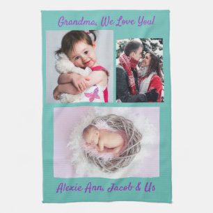 Familie sagt "Ich liebe Dich" Oma Personalisieren Geschirrtuch
