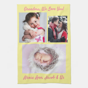 Familie sagt, "Wir lieben dich" Oma DIY 3 Bilder Y Geschirrtuch