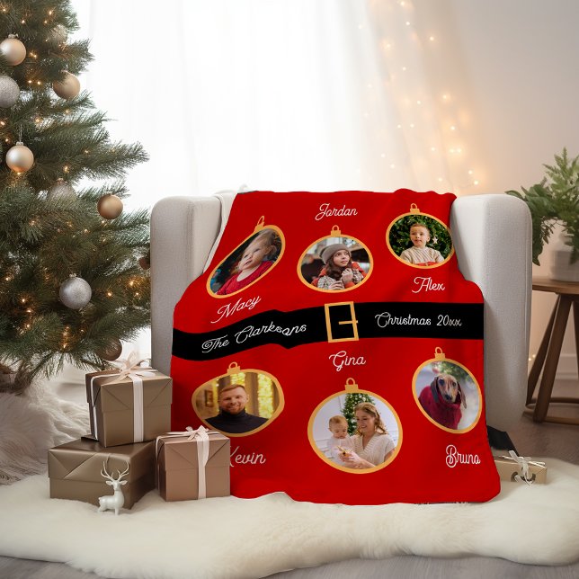 Familie Santa Belt Custom Foto Holiday Fleecedecke (Von Creator hochgeladen)