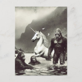 Familie Sasquatch und Einhorn Postkarte