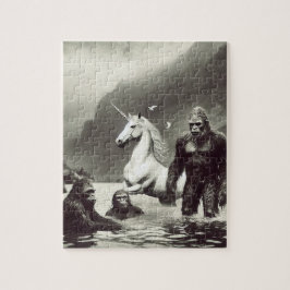 Familie Sasquatch und Einhorn Puzzle