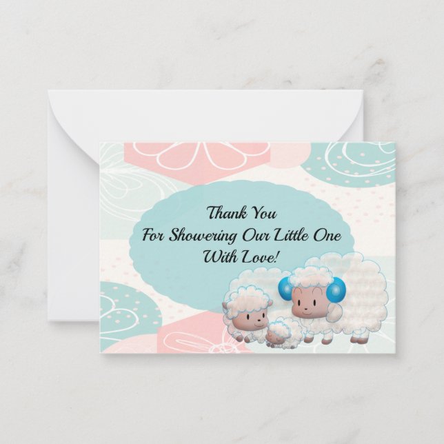 Familie Schafe im Abstrakten Hintergrund Danke Kar Mitteilungskarte (Vorderseite)