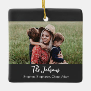 Familie Schwarz Weiß Schrift Foto Keramikornament