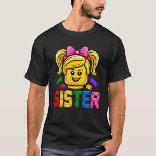 Familie Schwester Meister Erbauer Bausteine Block T-Shirt