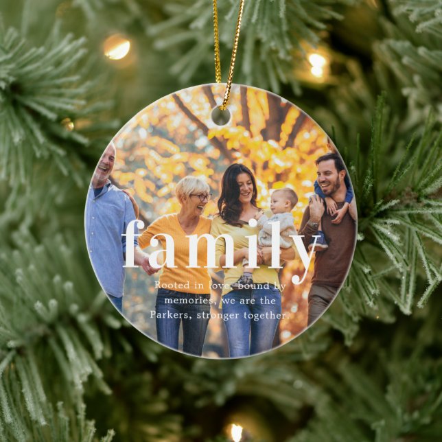 Familie | Sentimental Foto Keepake Weihnachten Keramik Ornament (Baum)