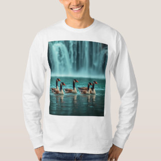 "Familie Serene Gänse am Wasserfall - Nature-Ins T-Shirt