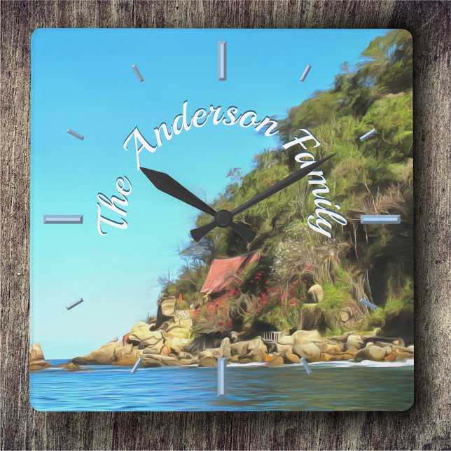 Familie Serene Yelapa 0758 Quadratische Wanduhr (Von Creator hochgeladen)