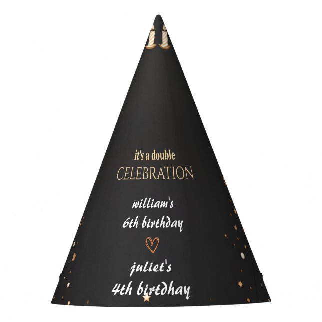 Familie Sibling Schwarz einfache moderne Joint Geb Partyhütchen (Vorderseite)