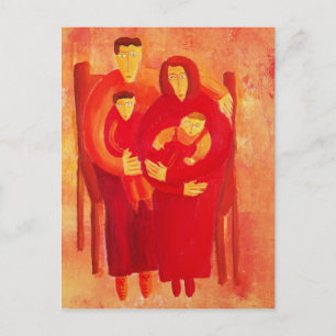 Familie sitzend Zeitgenössische Kunst Porträtmaler Postkarte